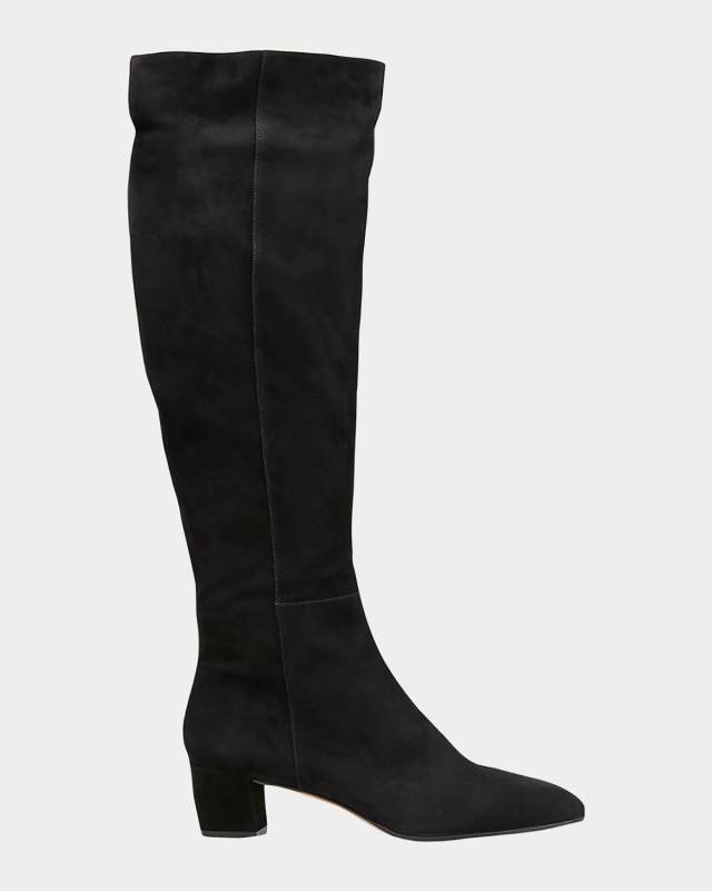 Low-Heel Suede Knee Boots